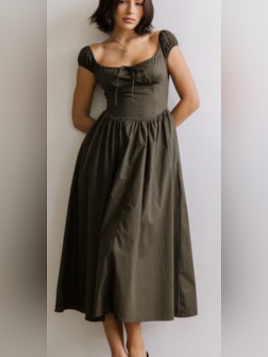 bohme Dresses & Skirts - Bohme Patricia Midi Dress in Olive Green Like New Large